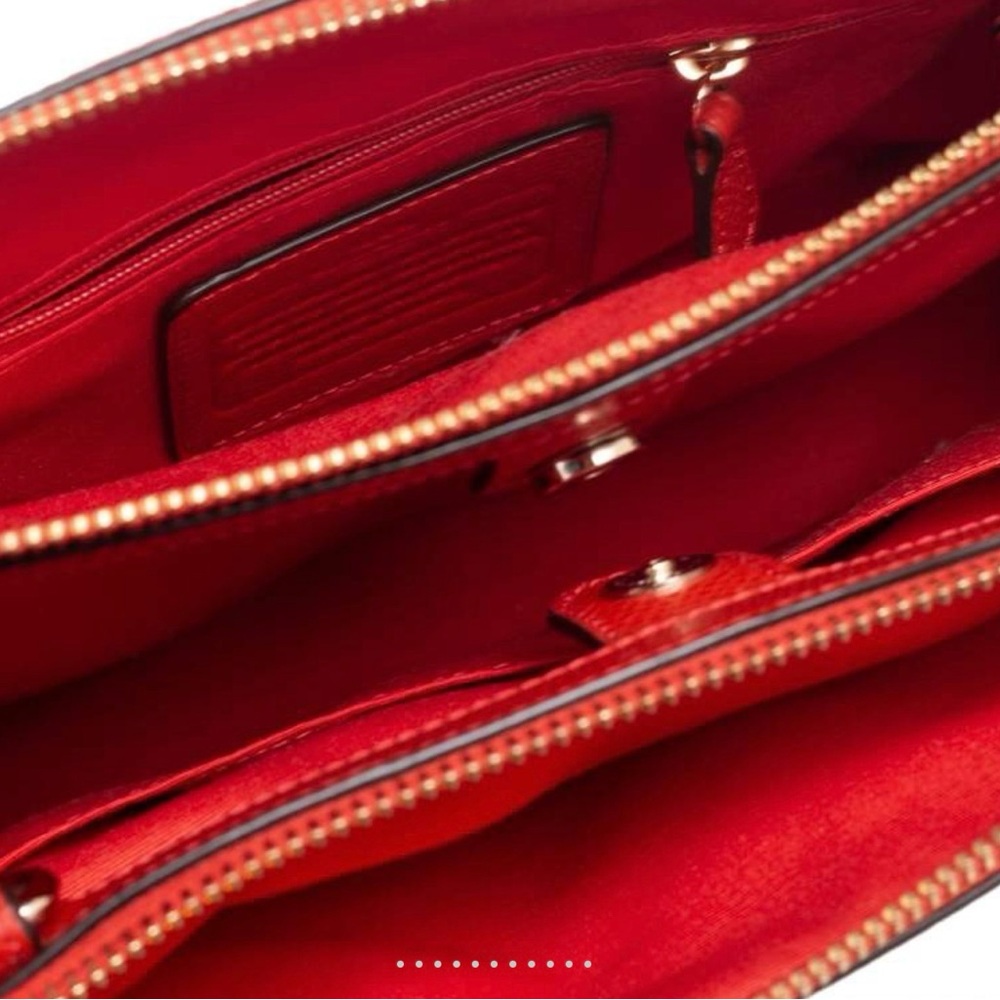 Coach Red Leather Satchel with Crossbody Strap - Picture 8 of 9